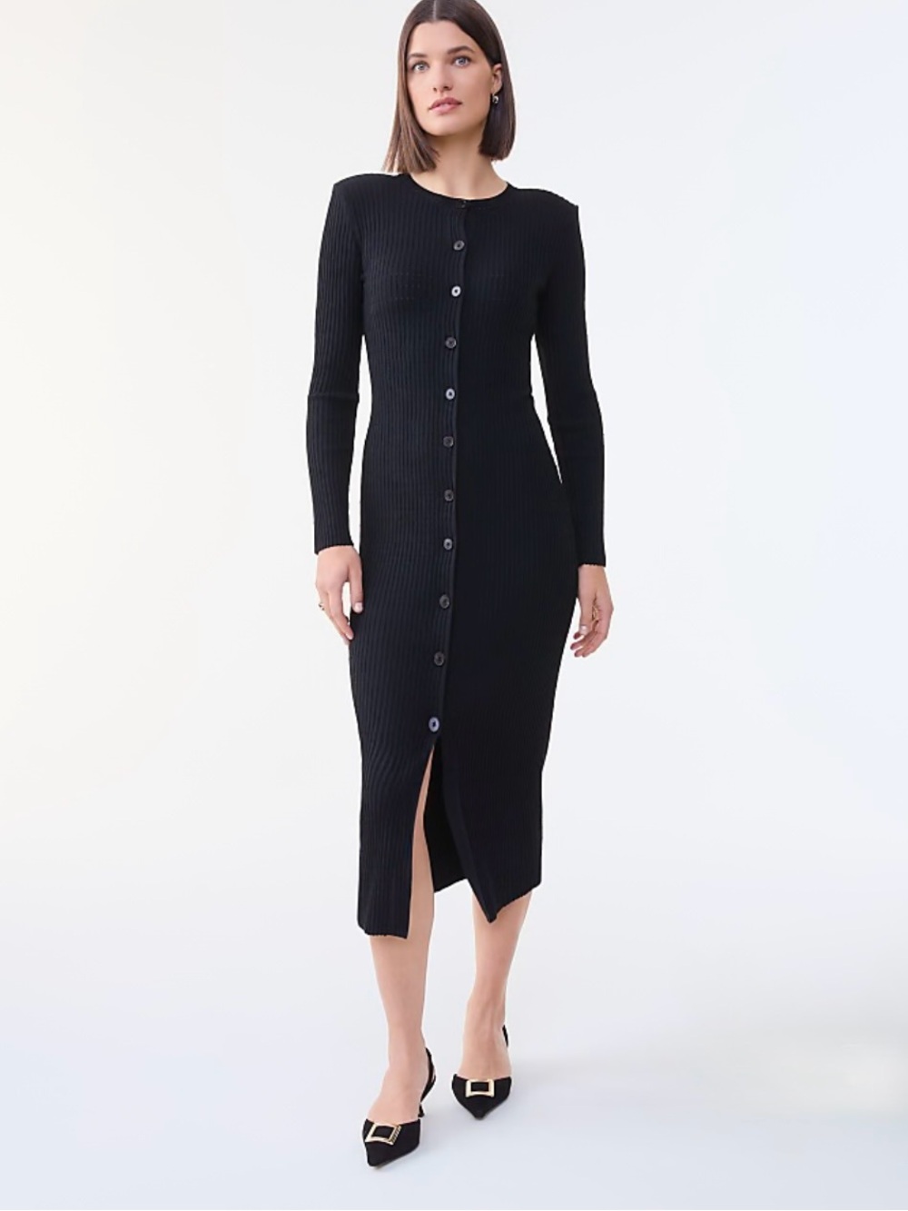 Ann Taylor Ribbed Button Sweater Dress Small NWT